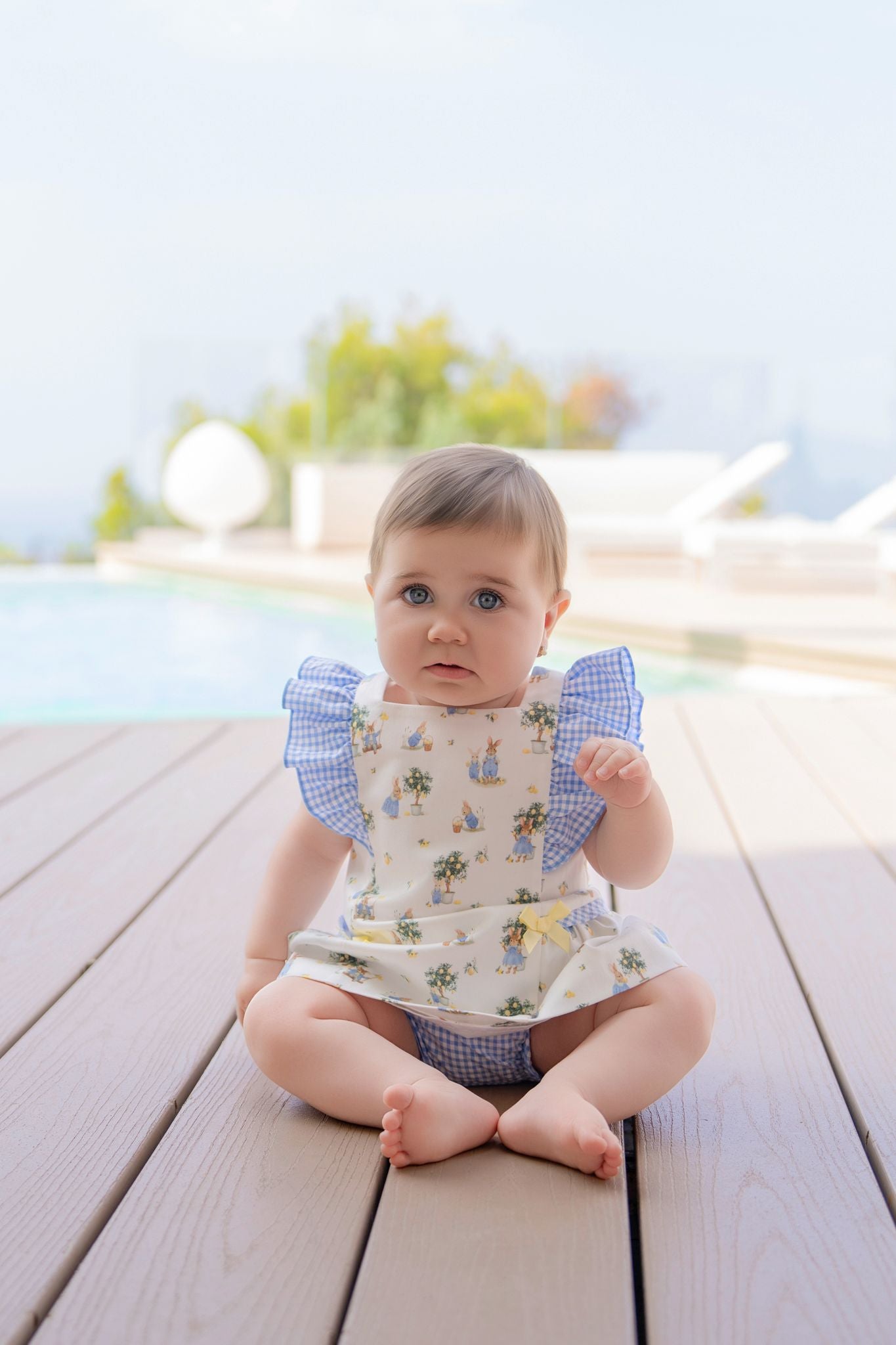 PRE ORDER SS26 Miranda Baby Girls Blue Bunny Dress