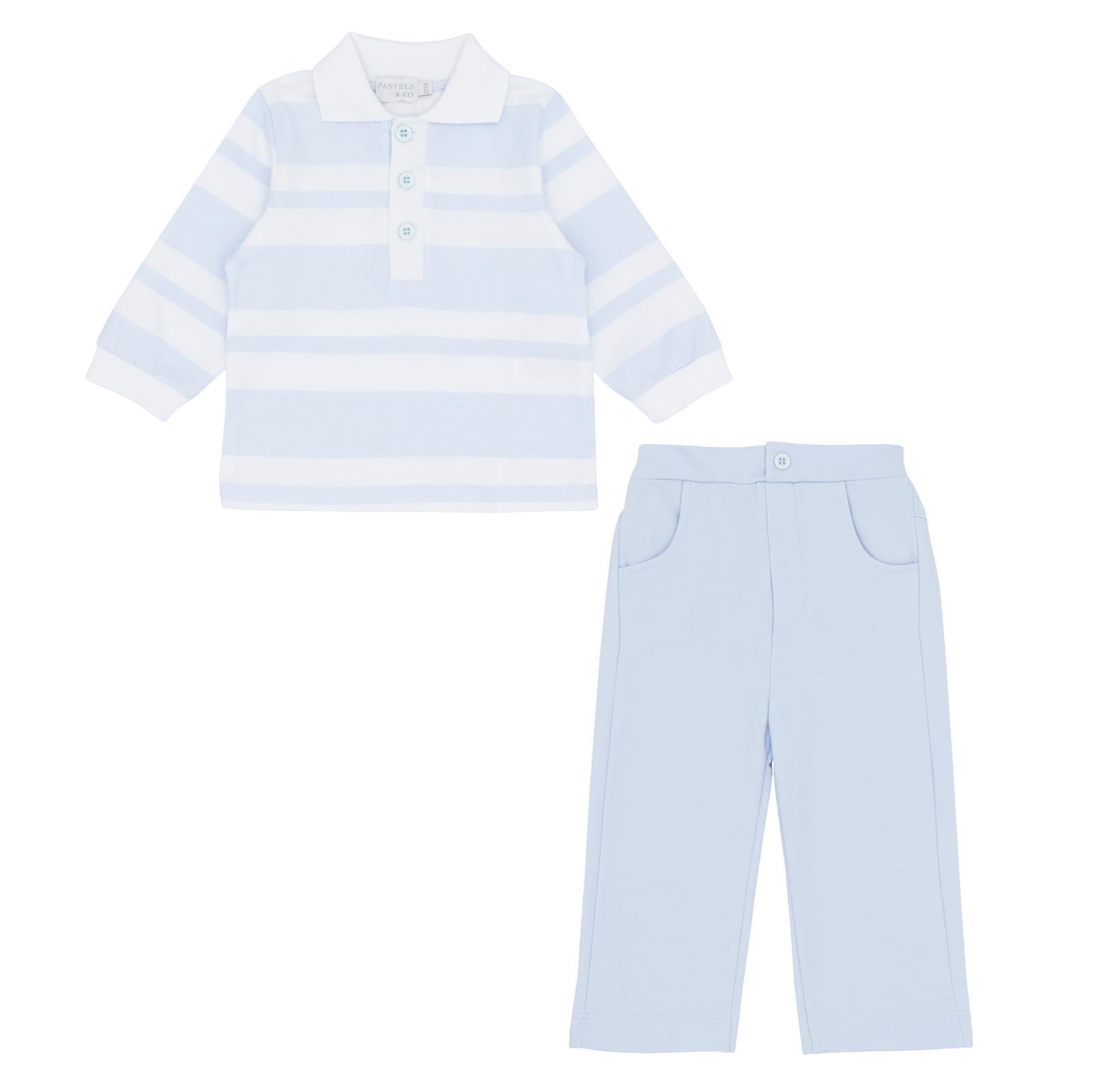 AW25 Pastels & Co Boys Robertson Blue Polo Top & Trouser Set