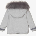 Caramelo Kids Boys Grey Fur Hood Jacket