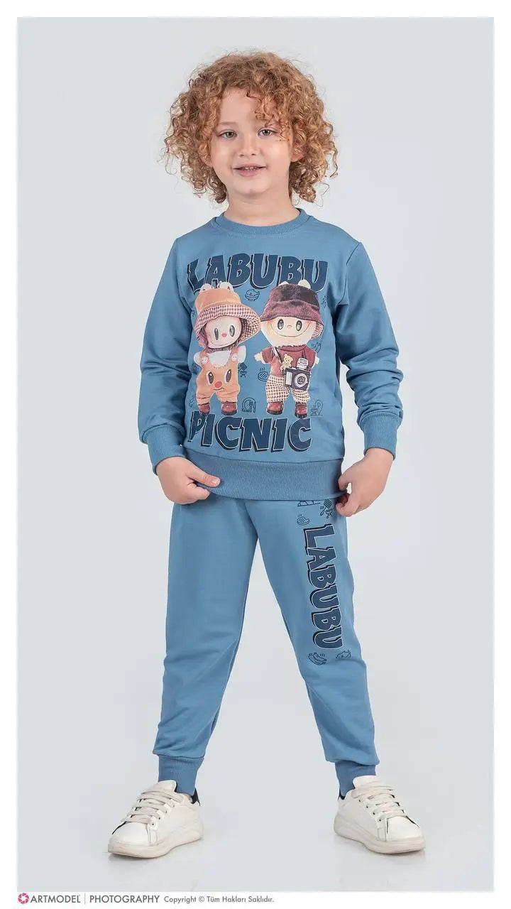 Unisex Labubu Style 2 Piece Tracksuit Blue