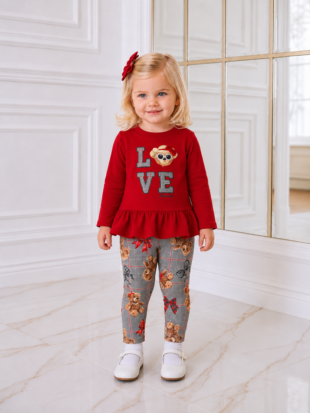 AW26 Miranda Red Teddy Bear Legging Set
