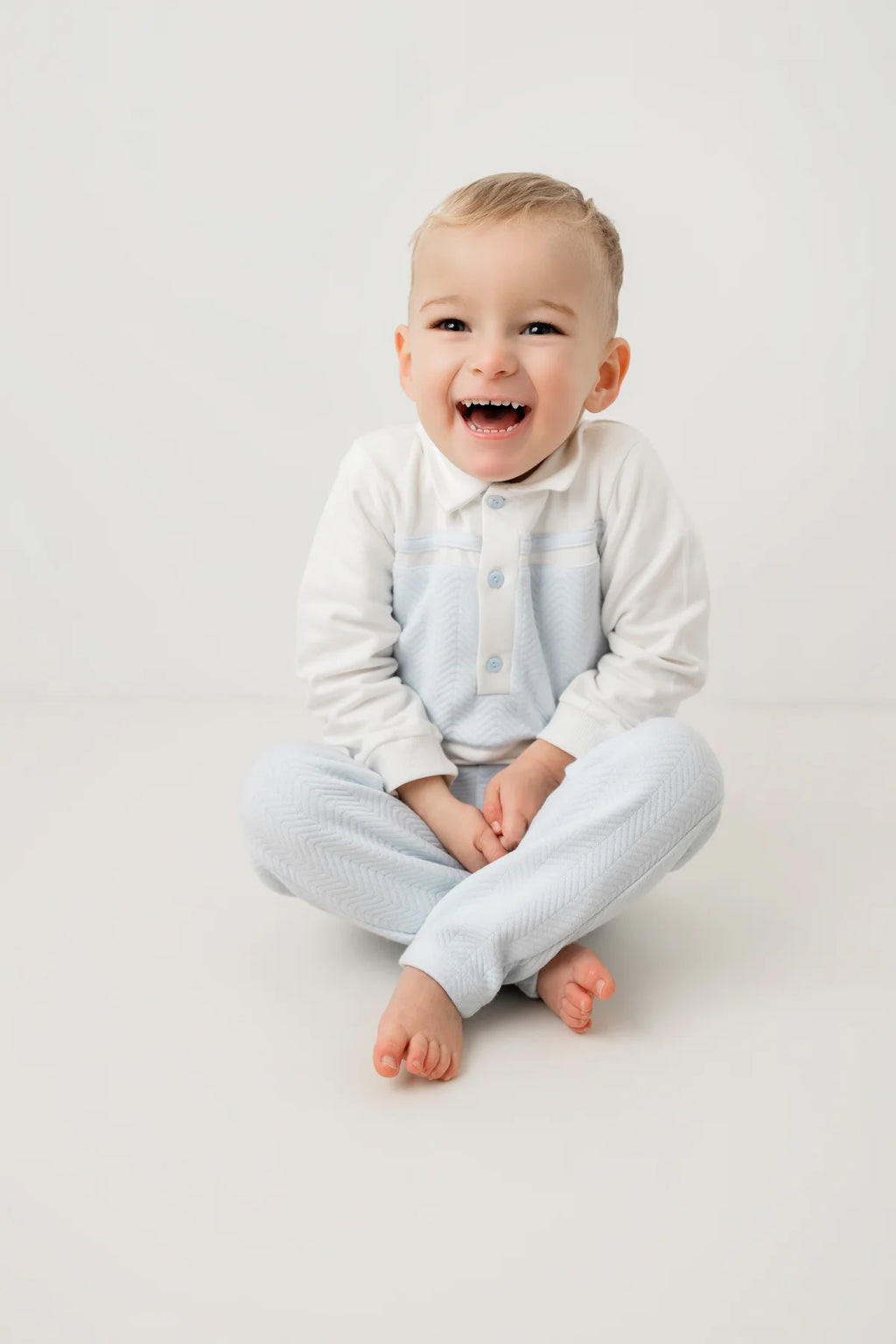 AW25 Pastels & Co Boys Cooper Blue Polo Top & Trouser Set