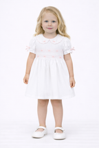 SS26 Deolinda Girls White & Pink Smocked Dress