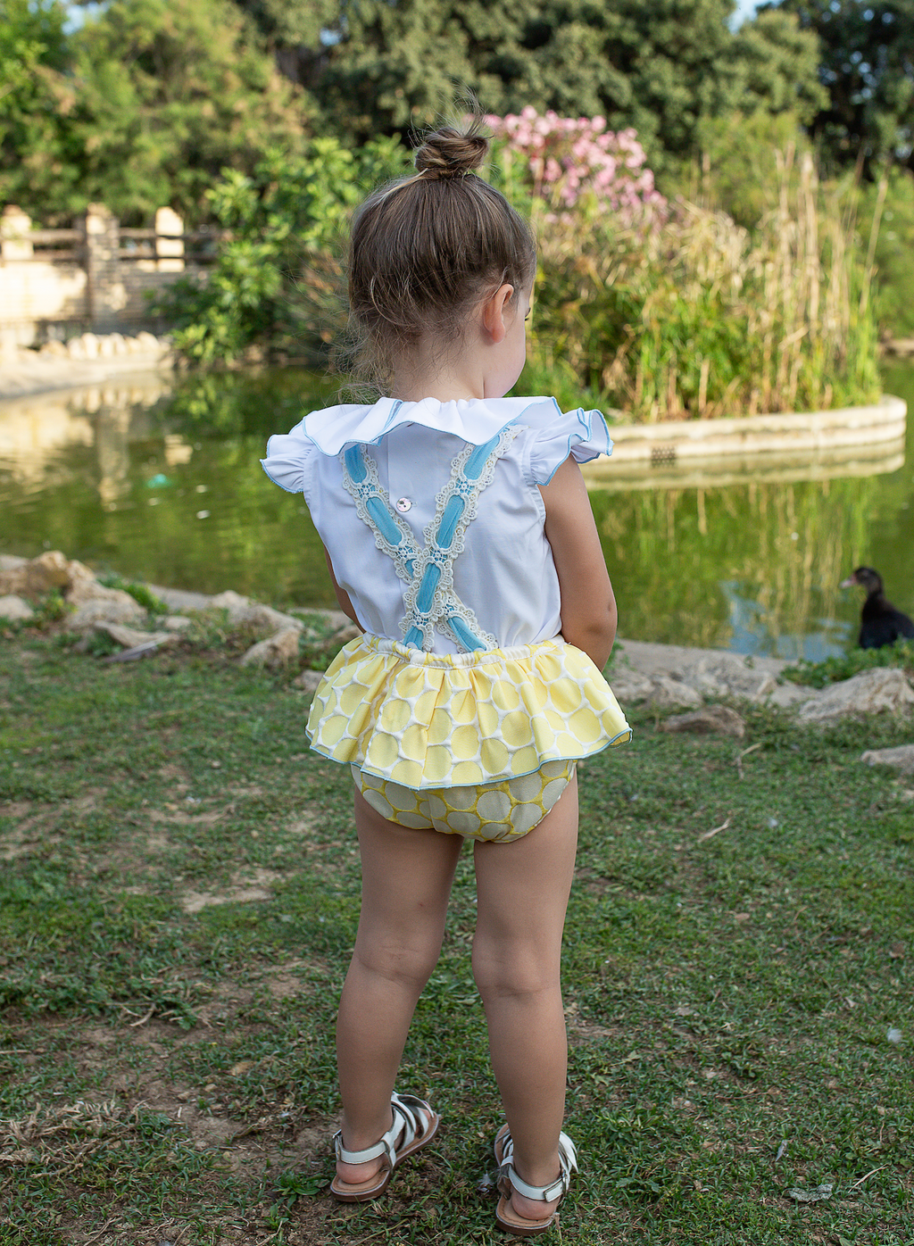SS26 Naxos Girls Lemon and Blue Shirt & Romper