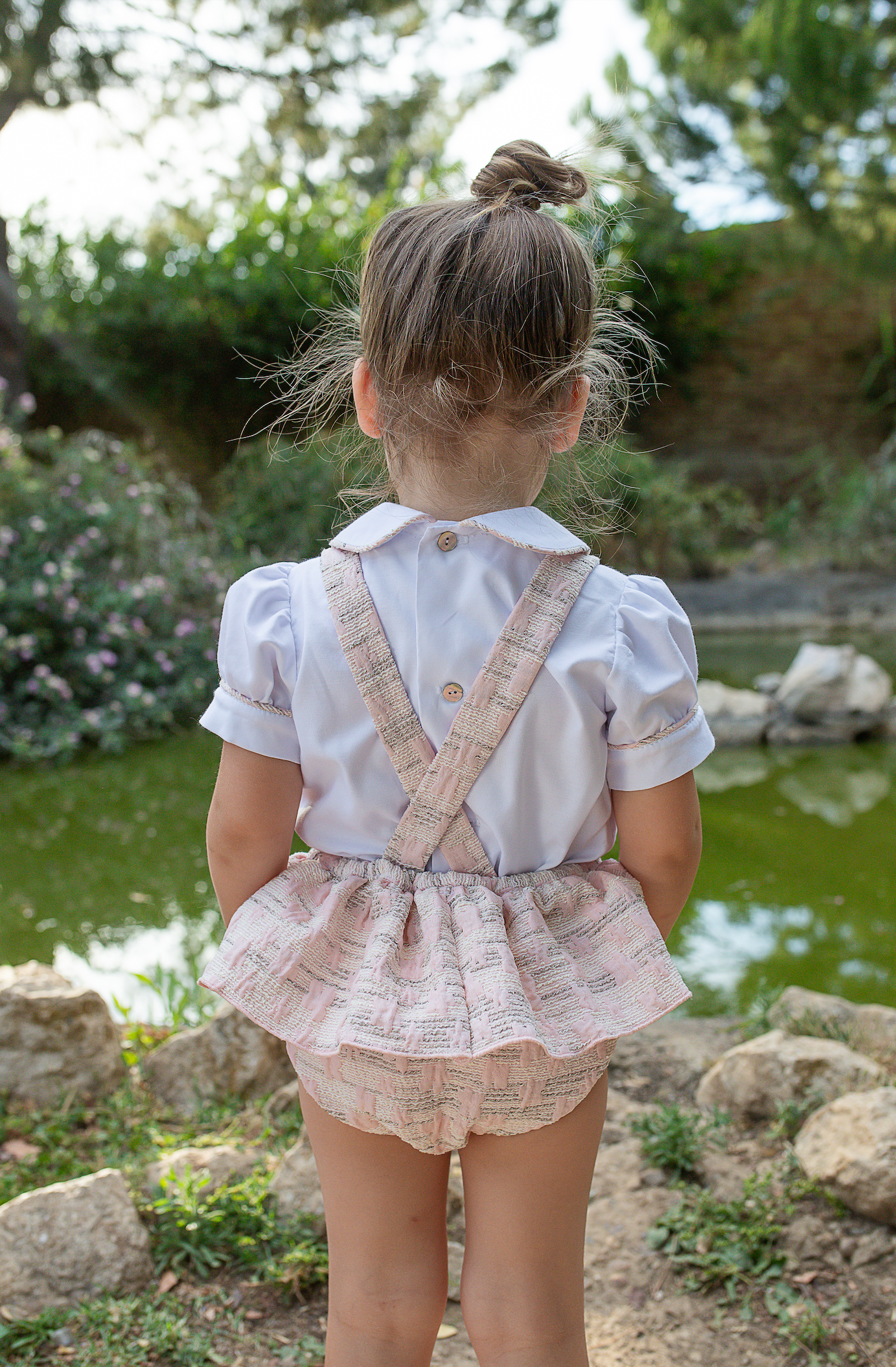 SS26 Naxos Girls Shirt & Pink Jacquard Romper