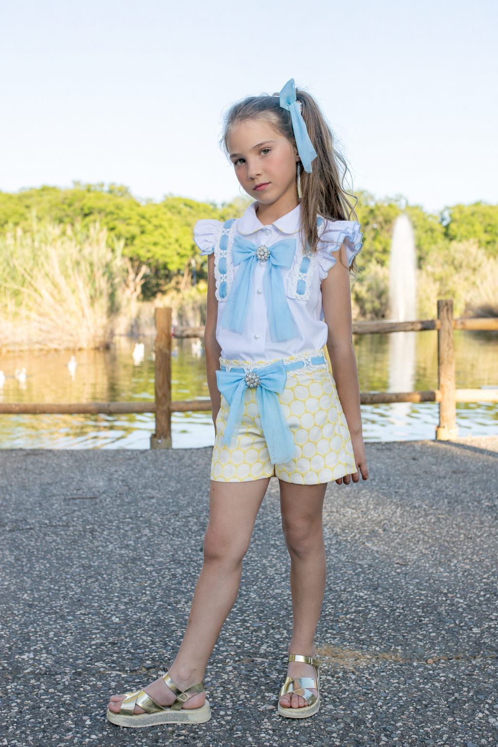 SS26 Naxos Girls Yellow & Blue Tulle Short Set