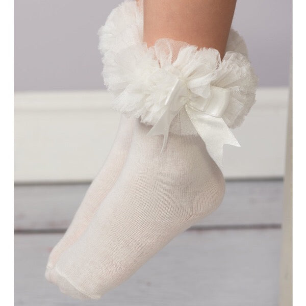 Baby Girls Tutu Ankle Socks - Ivory