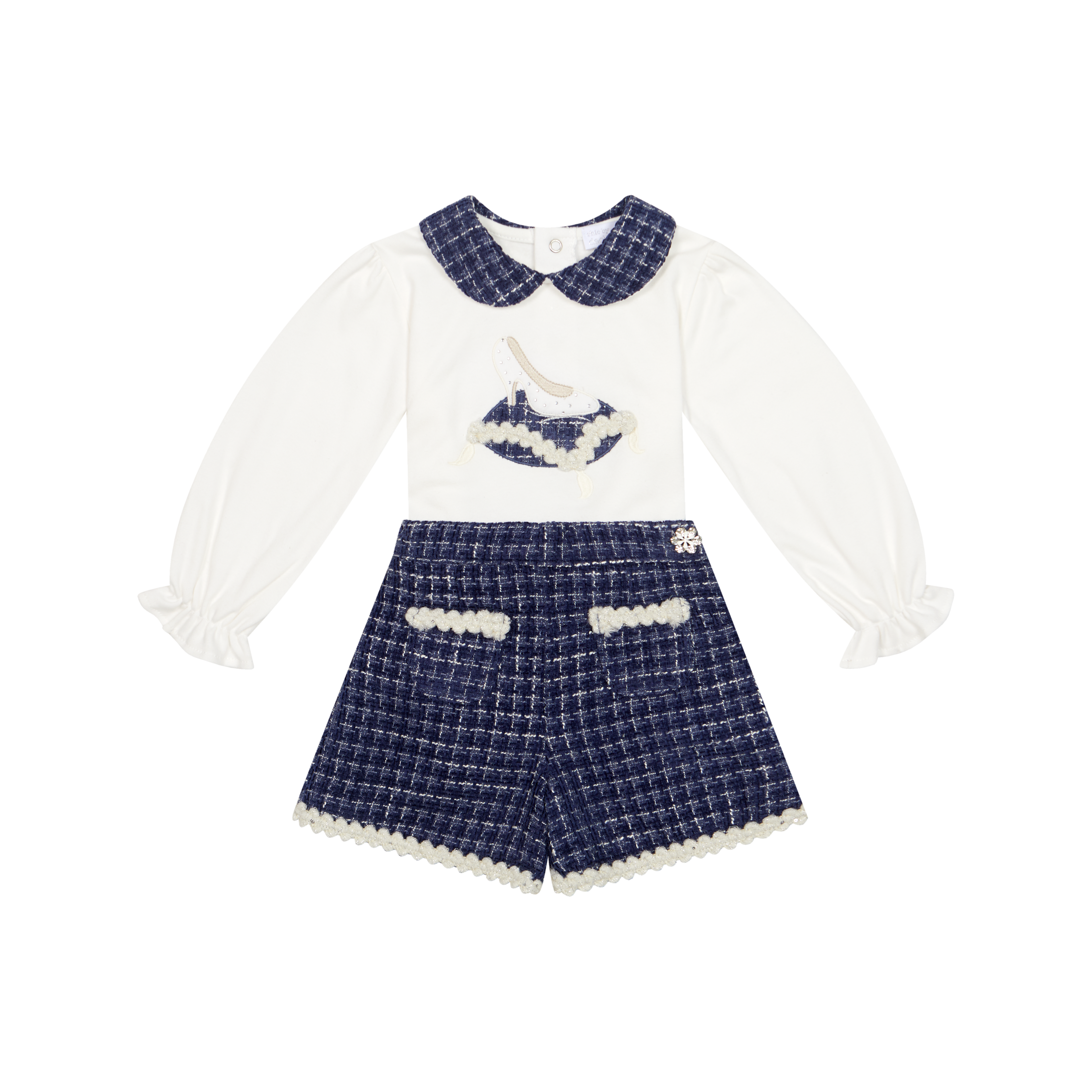 AW26 Deolinda by Chic Navy Tweed Shorts Set