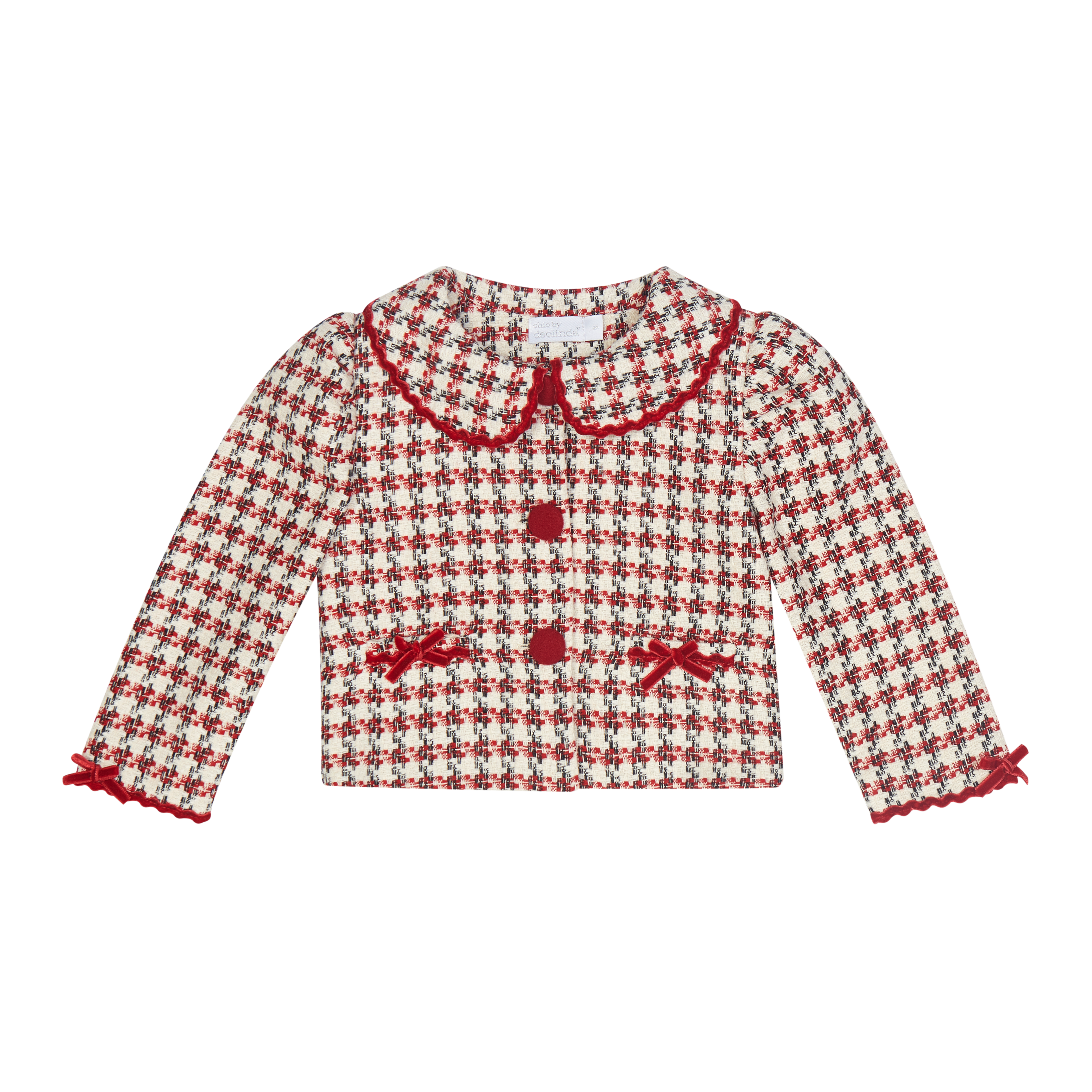 AW26 Deolinda by Chic Ivory & Red Tartan Jacket