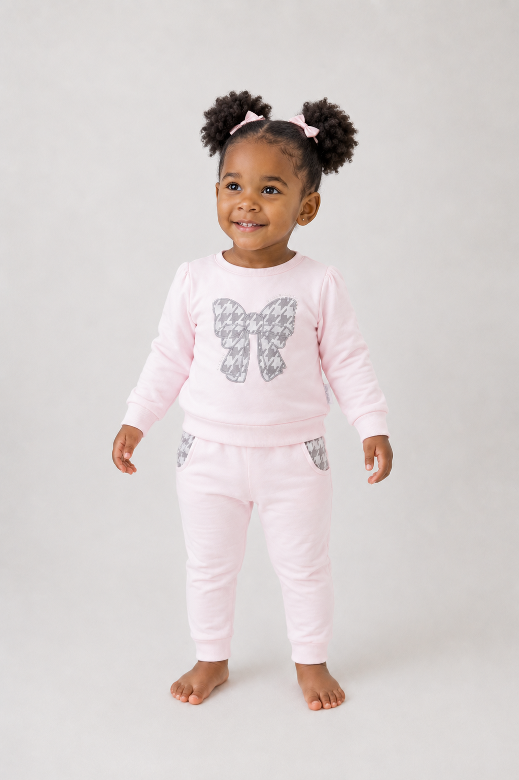 Pre Order Pastels & Co Girls Avery Pink Bow Jogger Set