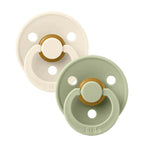 BIBS Colour Symmetrical Soother / Dummy 2 Pack Latex – Ivory & Sage (Size 1, 0+ Months) [110241]