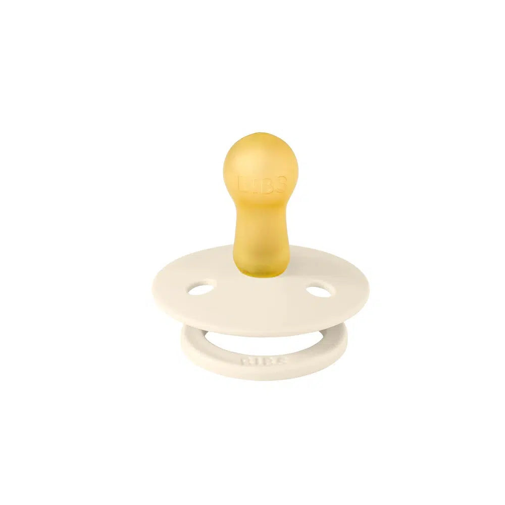 BIBS Colour Round Soother / Dummy 2 Pack Latex – Ivory & Blush (Size 1, 0+ Months) [110256]