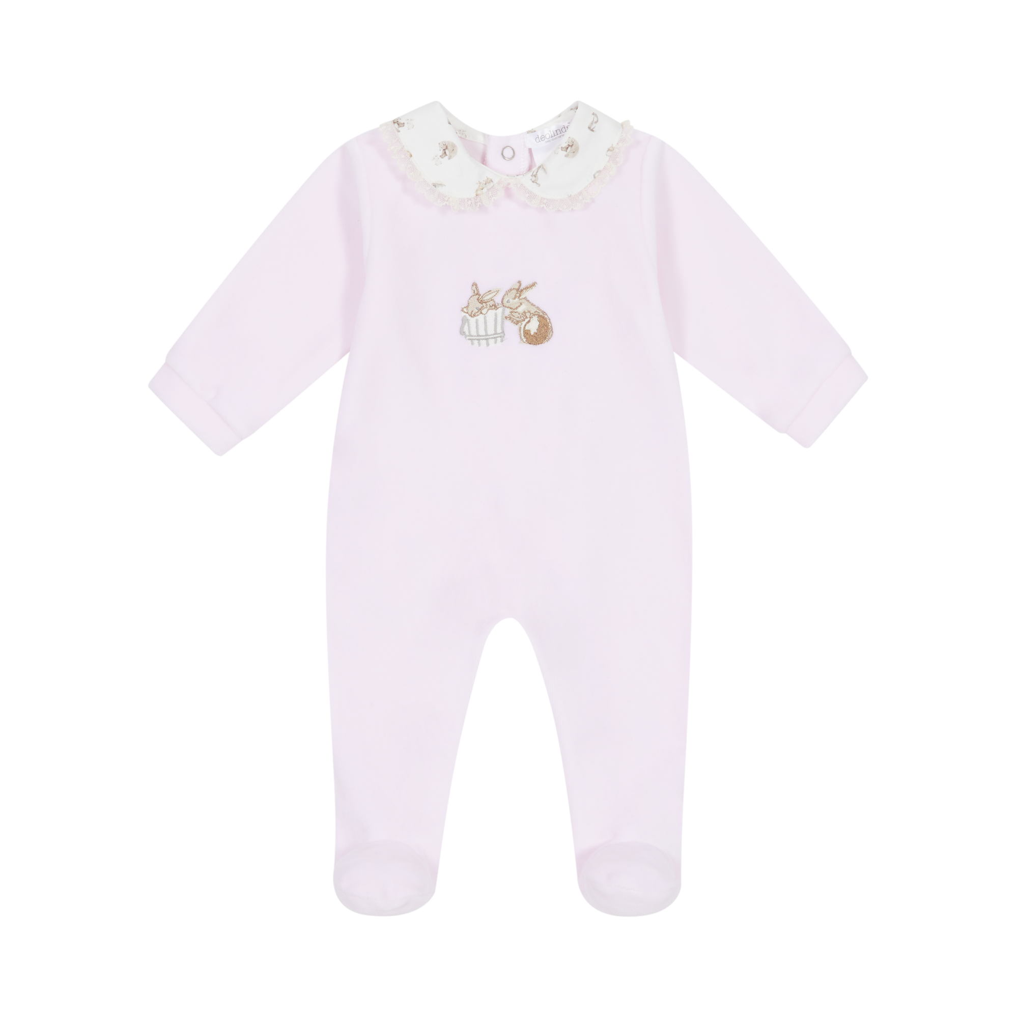 Deolinda Girls Pink Bunny Velour Babygrow DBI24123