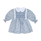 AW25 Deolinda Girls Blue Floral Smocked Dress