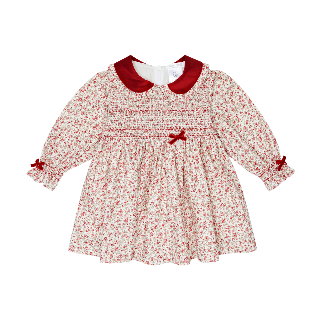AW25 Deolinda Red Floral Smocked Dress