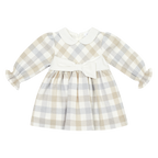 AW26 Deolinda Girls Beige & Off-White Check Dress with Bow