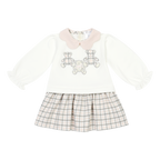 AW26 Deolinda Girls Ivory Teddy Bear Pink Check Dress
