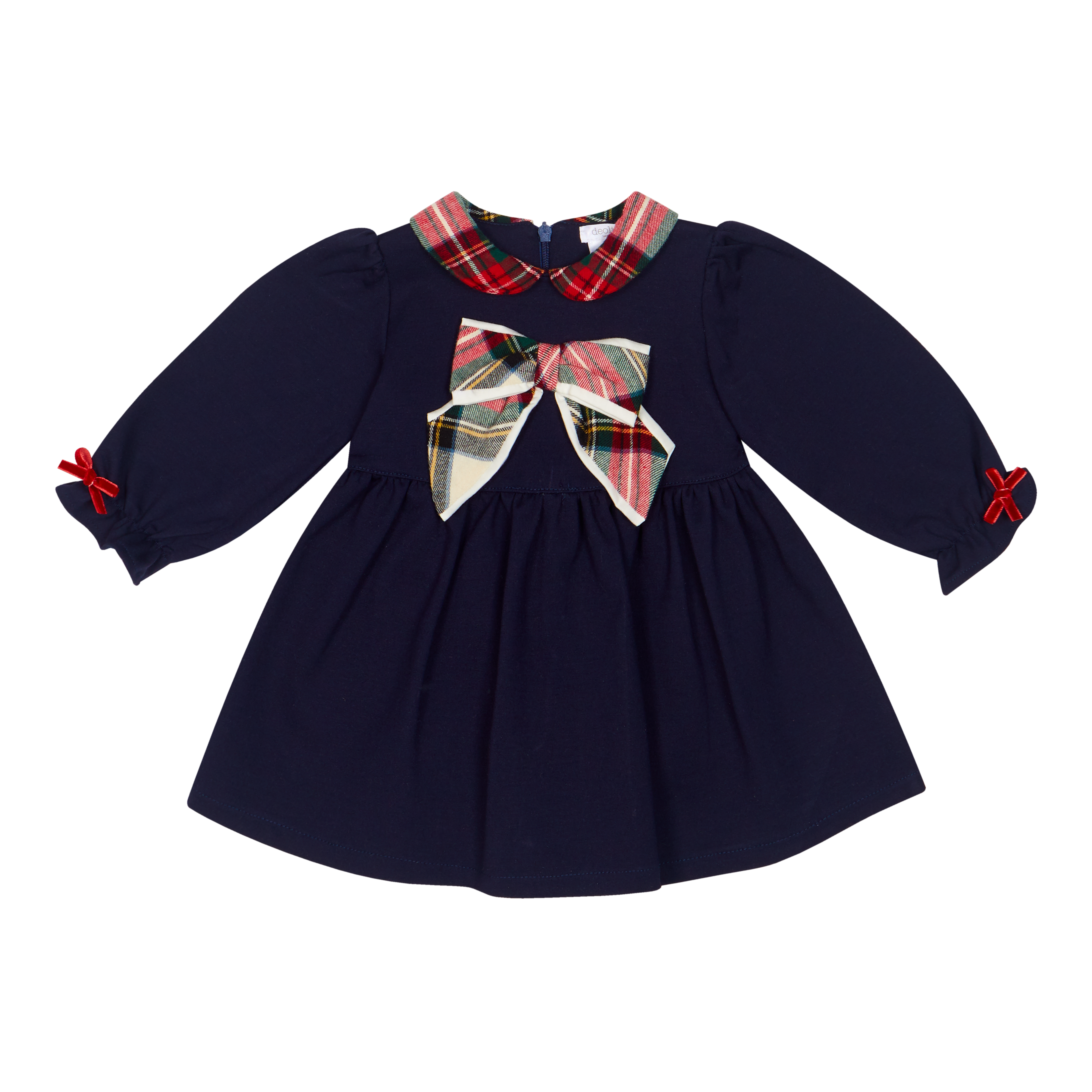 Pre Order AW26 Deolinda Girls Tartan Bow Navy Dress