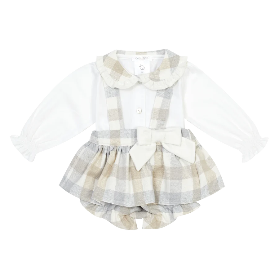 AW26 Deolinda Girls Cream Check 2 Piece Set
