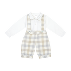 AW26 Deolinda Boys Beige & Off-White Check Two-Piece Set