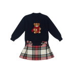 AW26 Deolinda Knit Top Teddy Bear Tartan Skirt Set