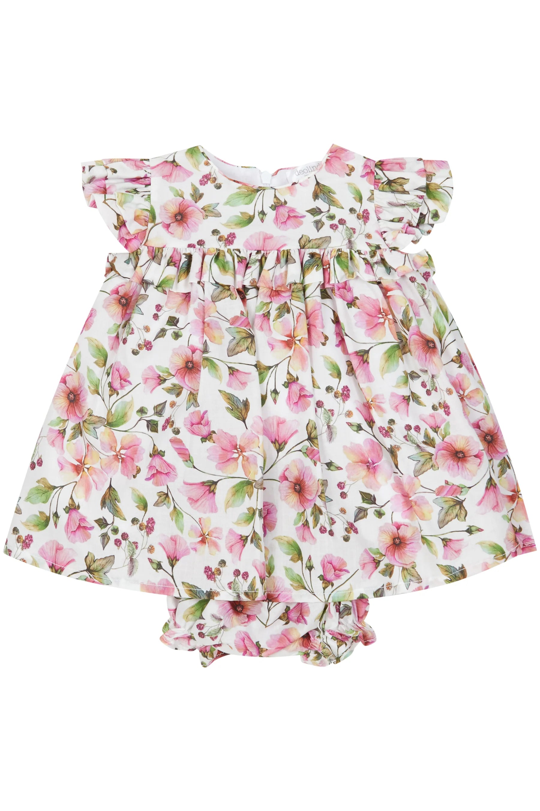 Deolinda Girls Dusky Pink Floral Dress with Matching Bloomers