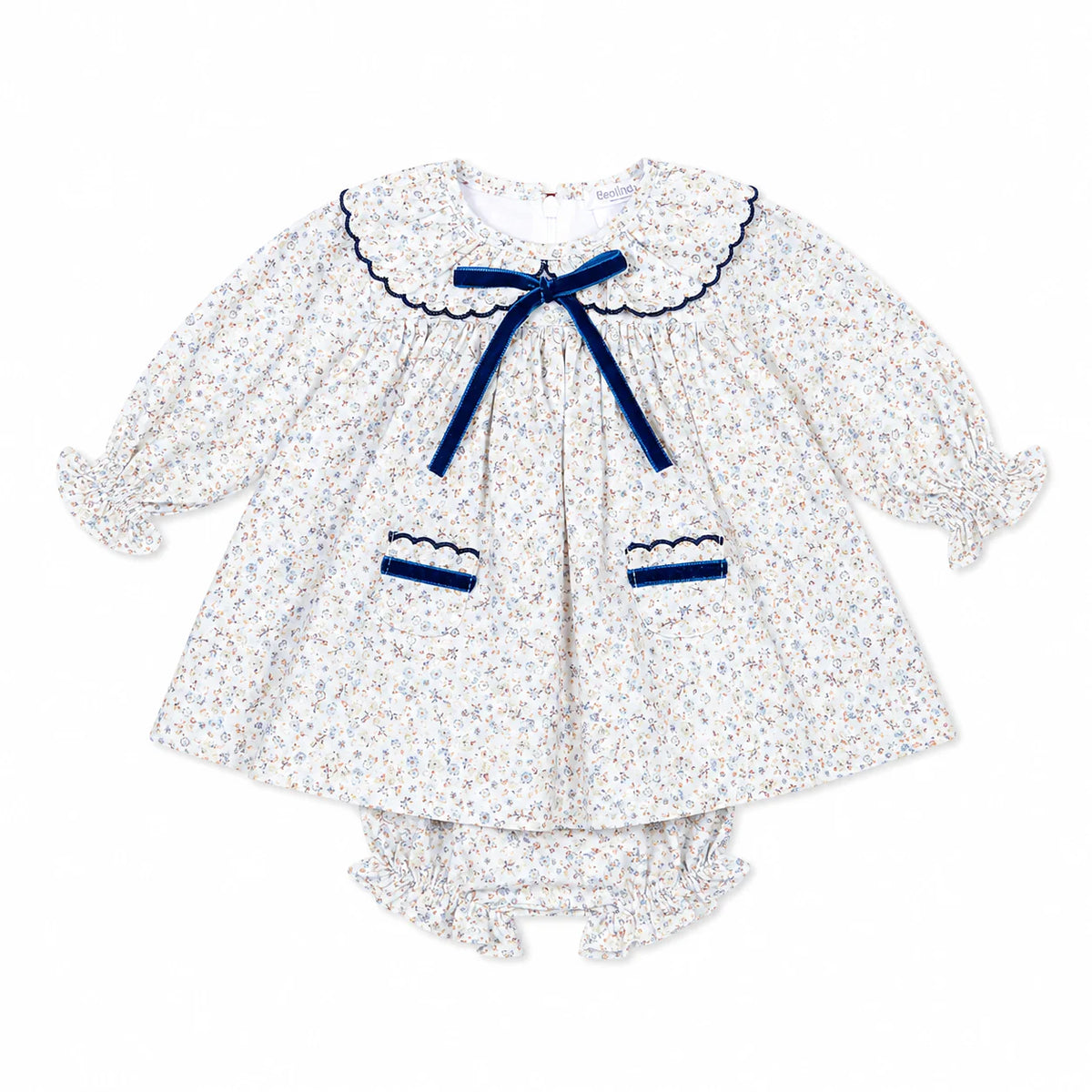 AW26 Deolinda Girls Floral Blue Dress and Matching Knickers