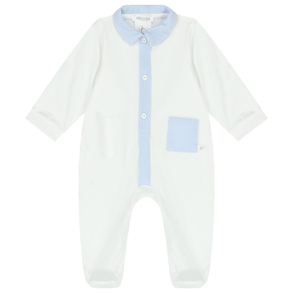 Deolinda Boys White & Blue Babygrow DBV24129