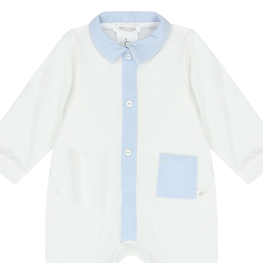 Deolinda Boys White & Blue Babygrow DBV24129