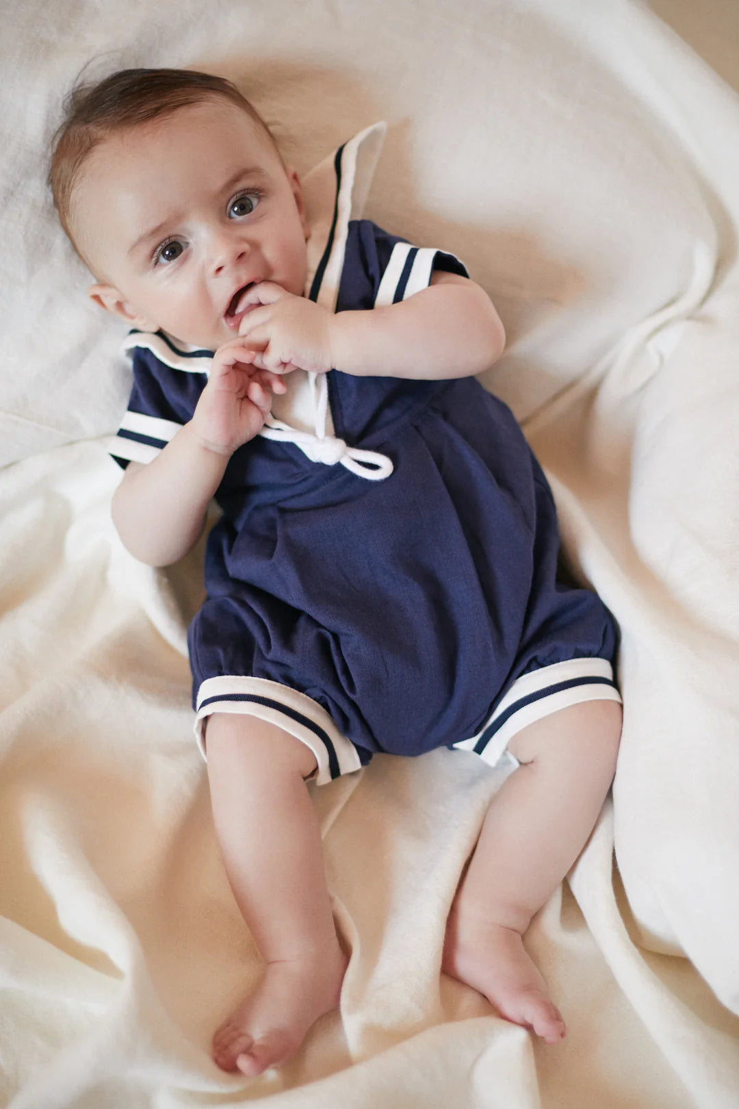 Chic by Deolinda Boys Navy Sailor Romper