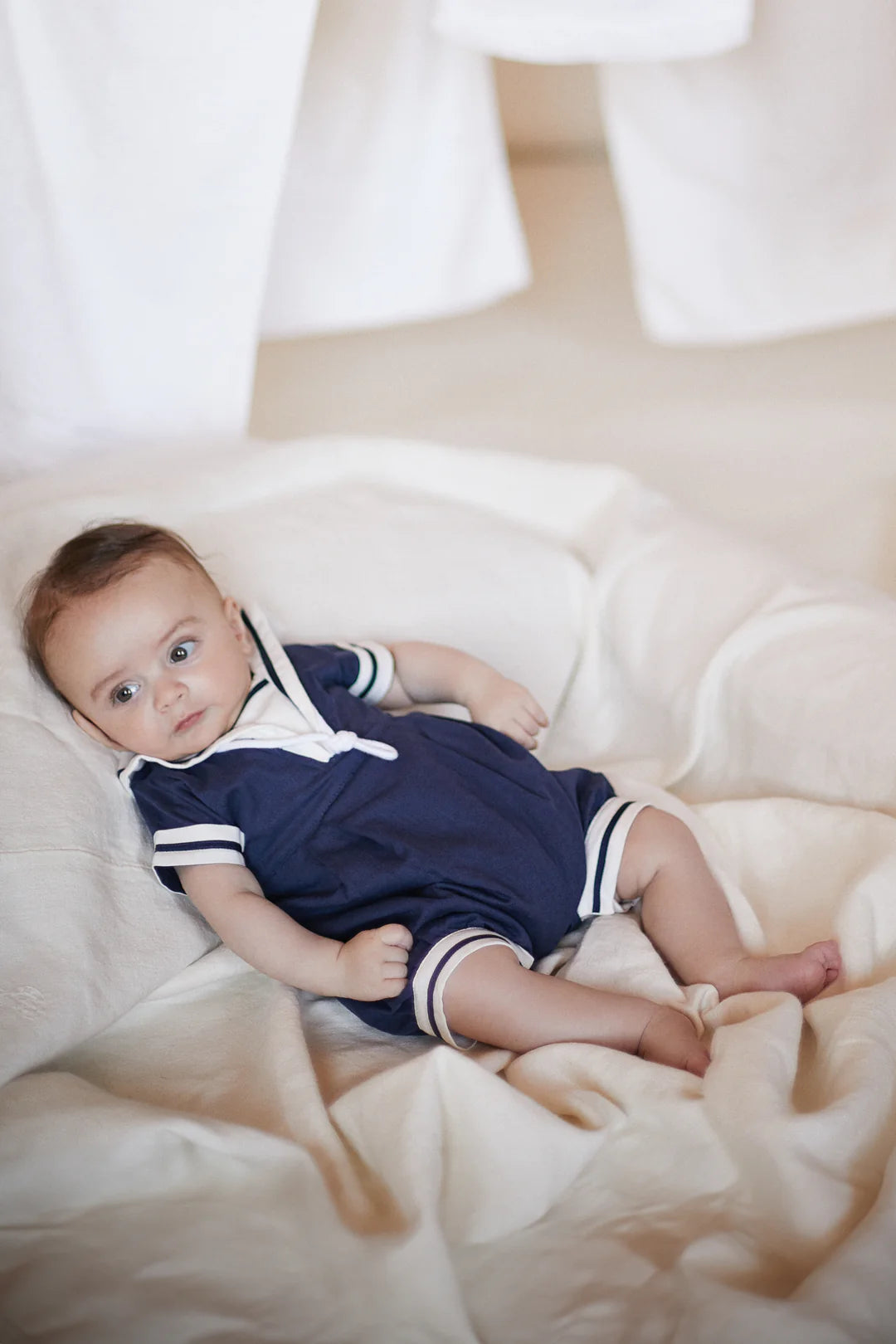 Chic by Deolinda Boys Navy Sailor Romper