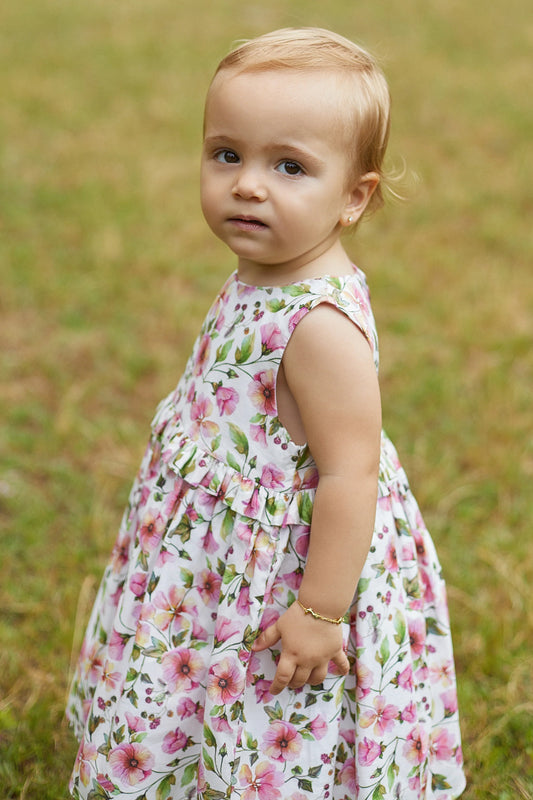 Deolinda Girls Dusky Pink Floral Dress