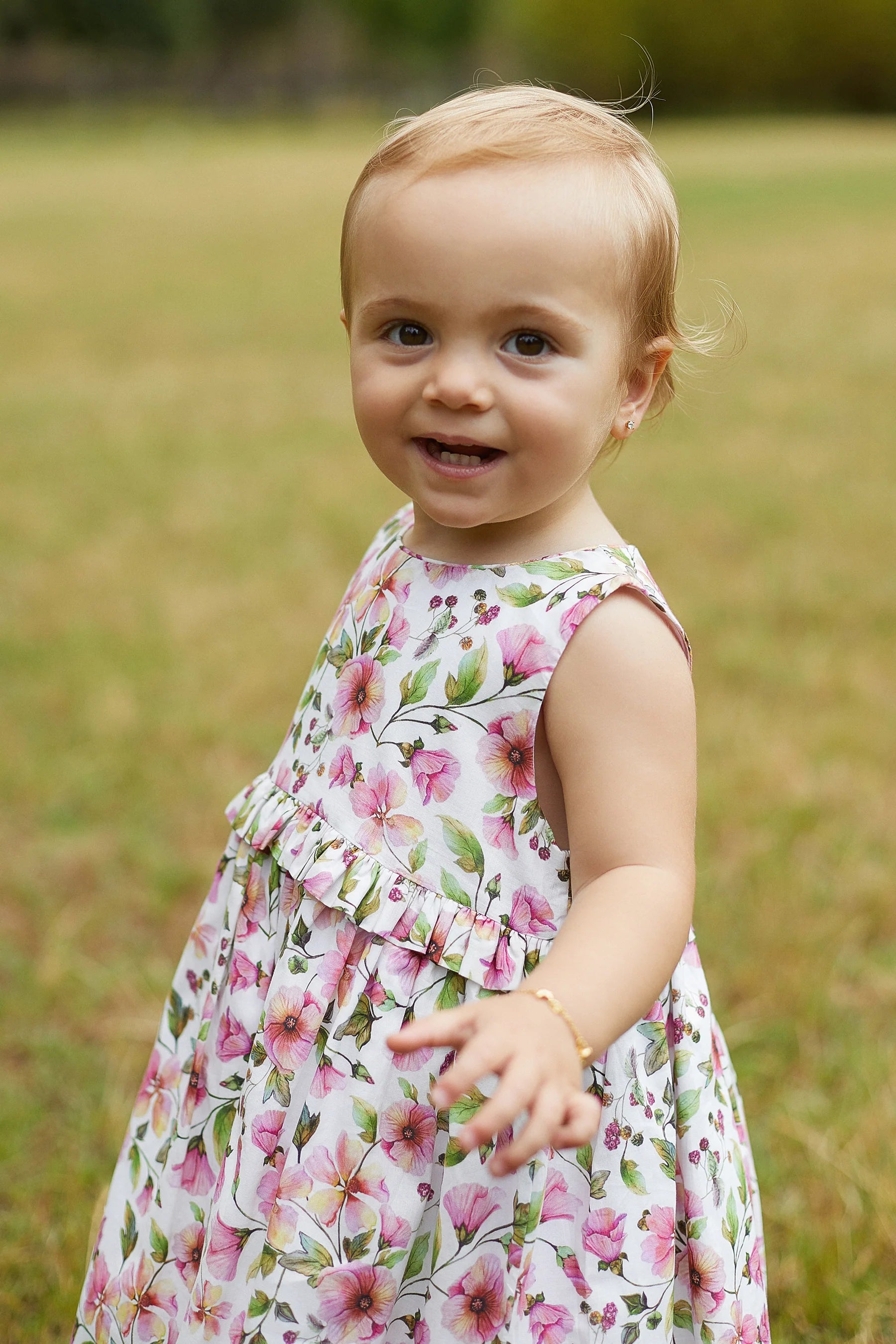 Deolinda Girls Dusky Pink Floral Dress