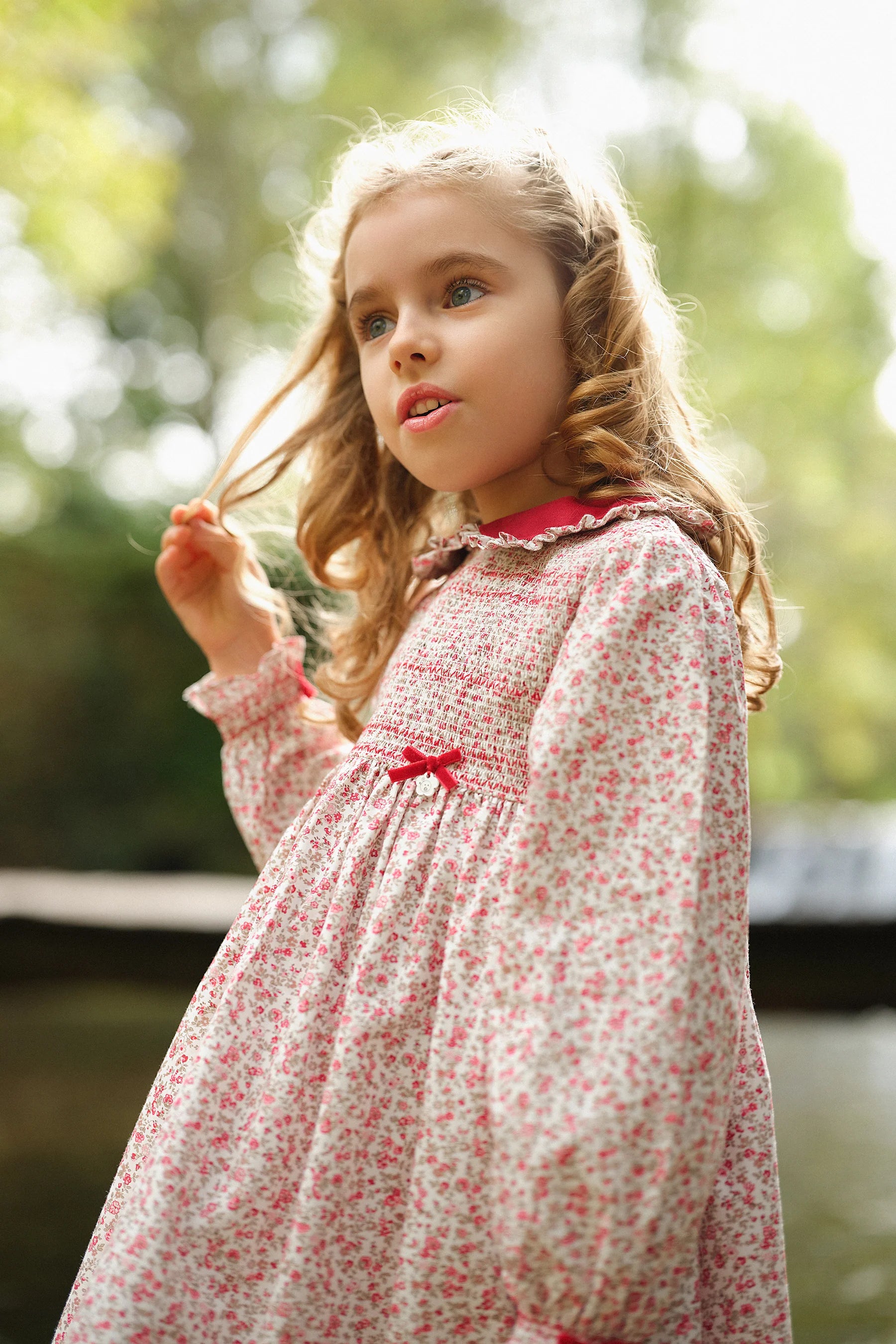 AW25 Deolinda Red Floral Smocked Dress