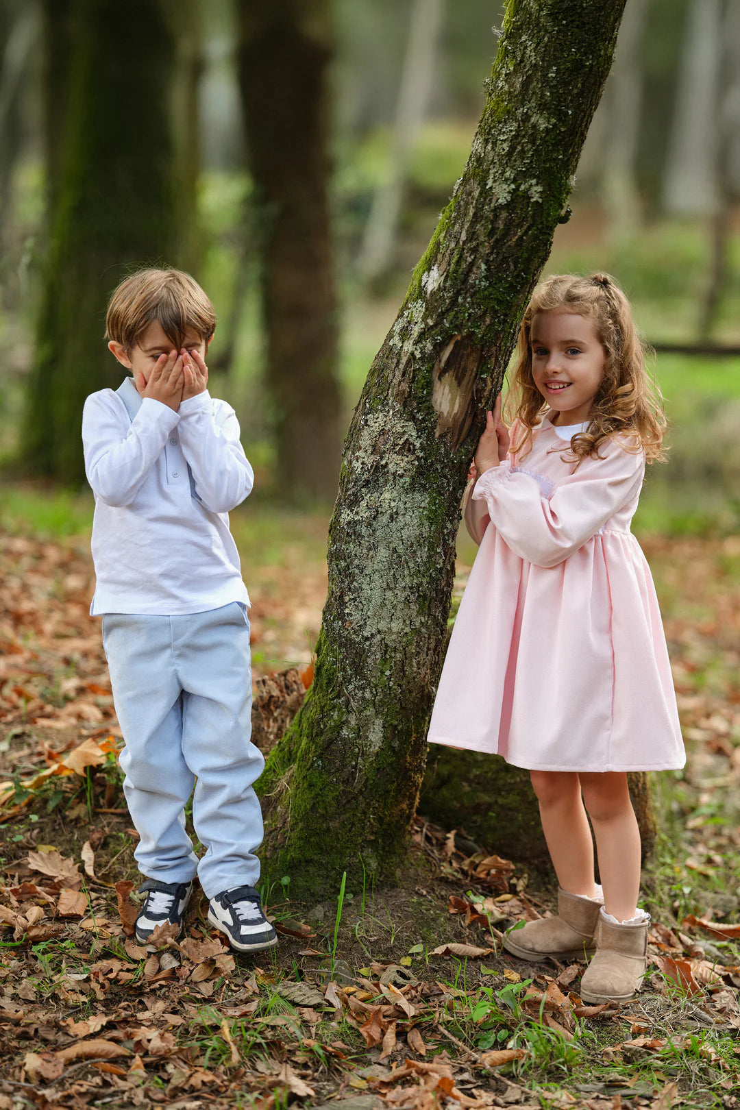 Deolinda Boys White and Blue Cord Set Polo Top and Trousers