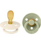 BIBS Colour Symmetrical Soother / Dummy 2 Pack Latex – Ivory & Sage (Size 1, 0+ Months) [2121416]
