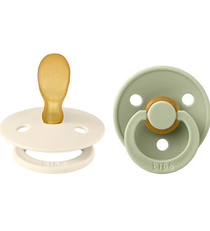 BIBS Colour Symmetrical Soother / Dummy 2 Pack Latex – Ivory & Sage (Size 1, 0+ Months) [2121416]