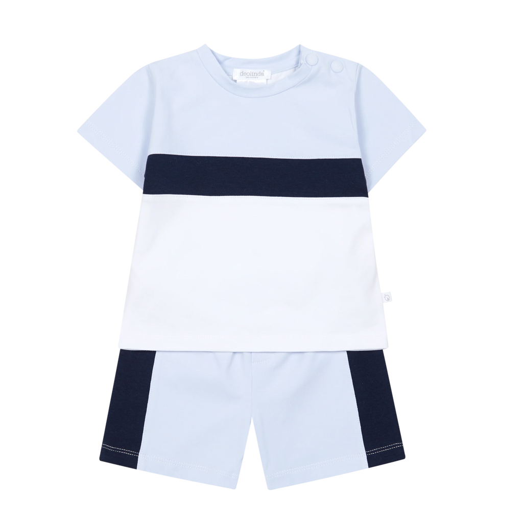 SS26 Deolinda Boys Navy & Baby Blue Contrast Short Set
