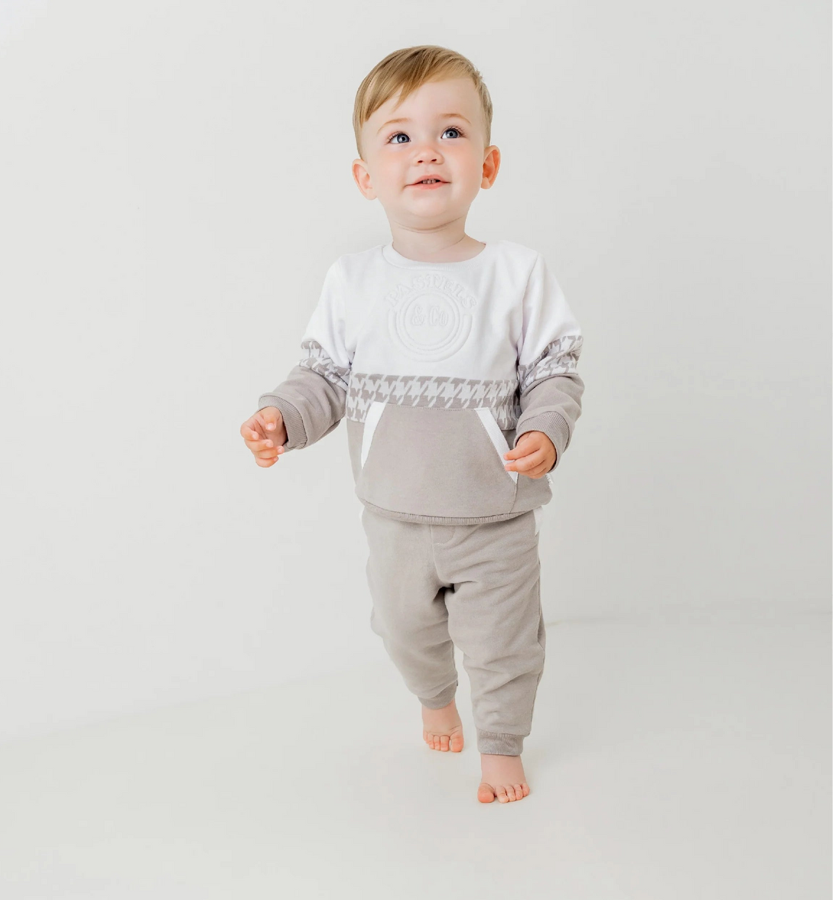Pre Order AW26 Pastels & Co Boys Charcoal & White Track Suit