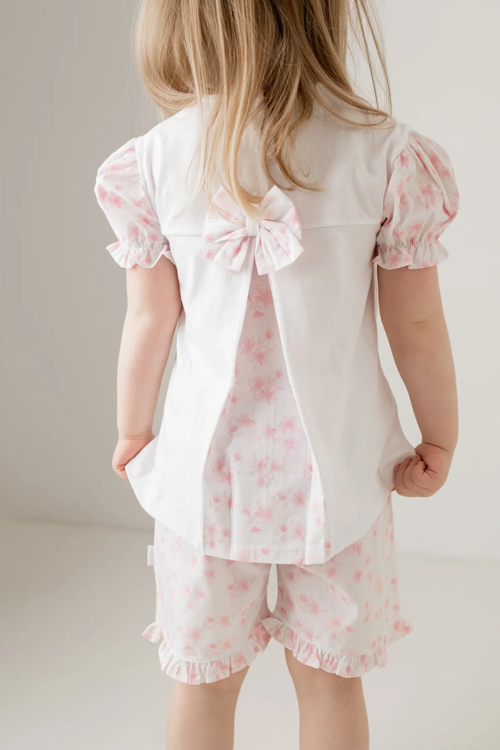 Pastels & Co Girls Pink Floral Short Set