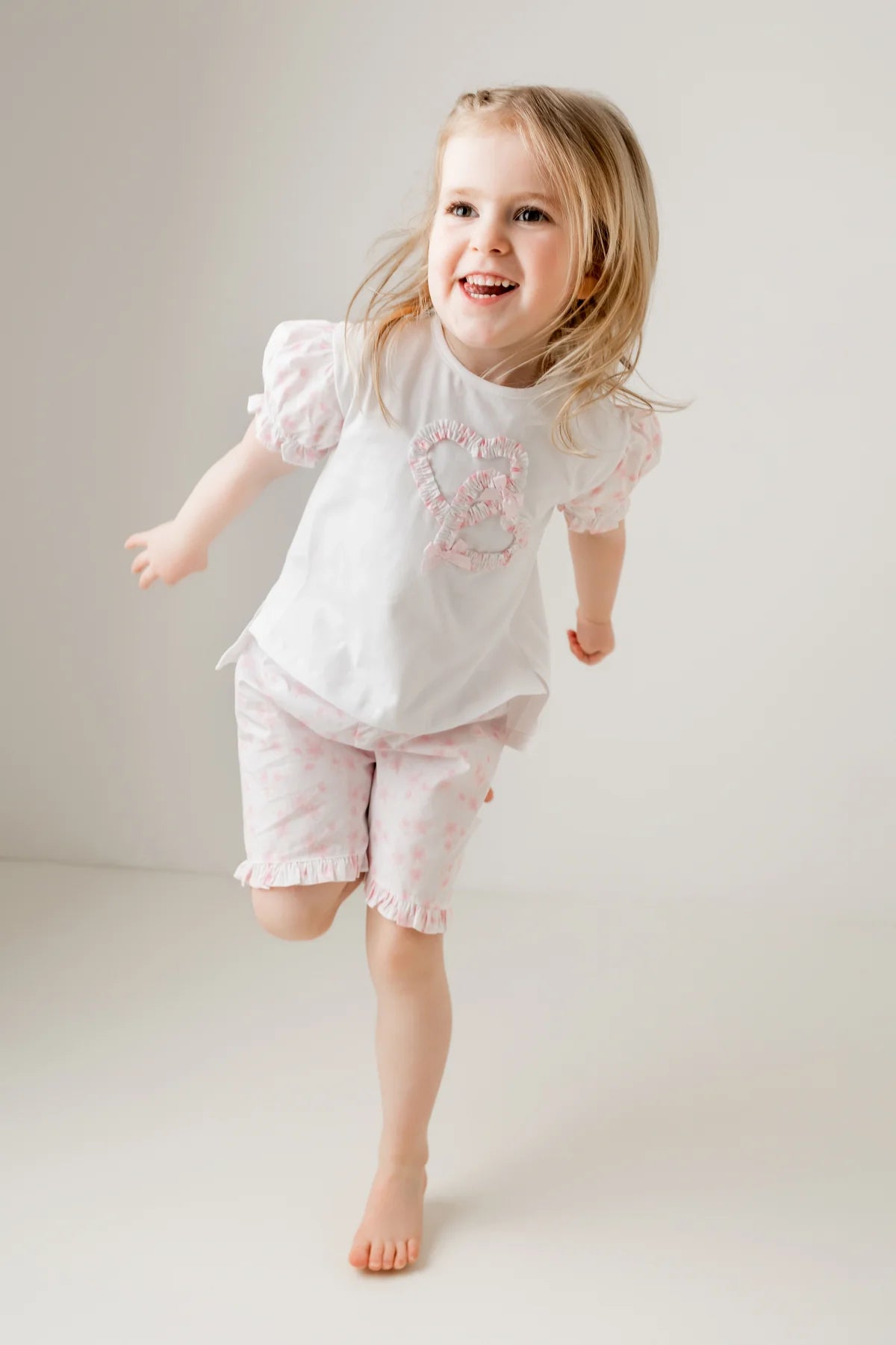 Pastels & Co Girls Pink Floral Short Set