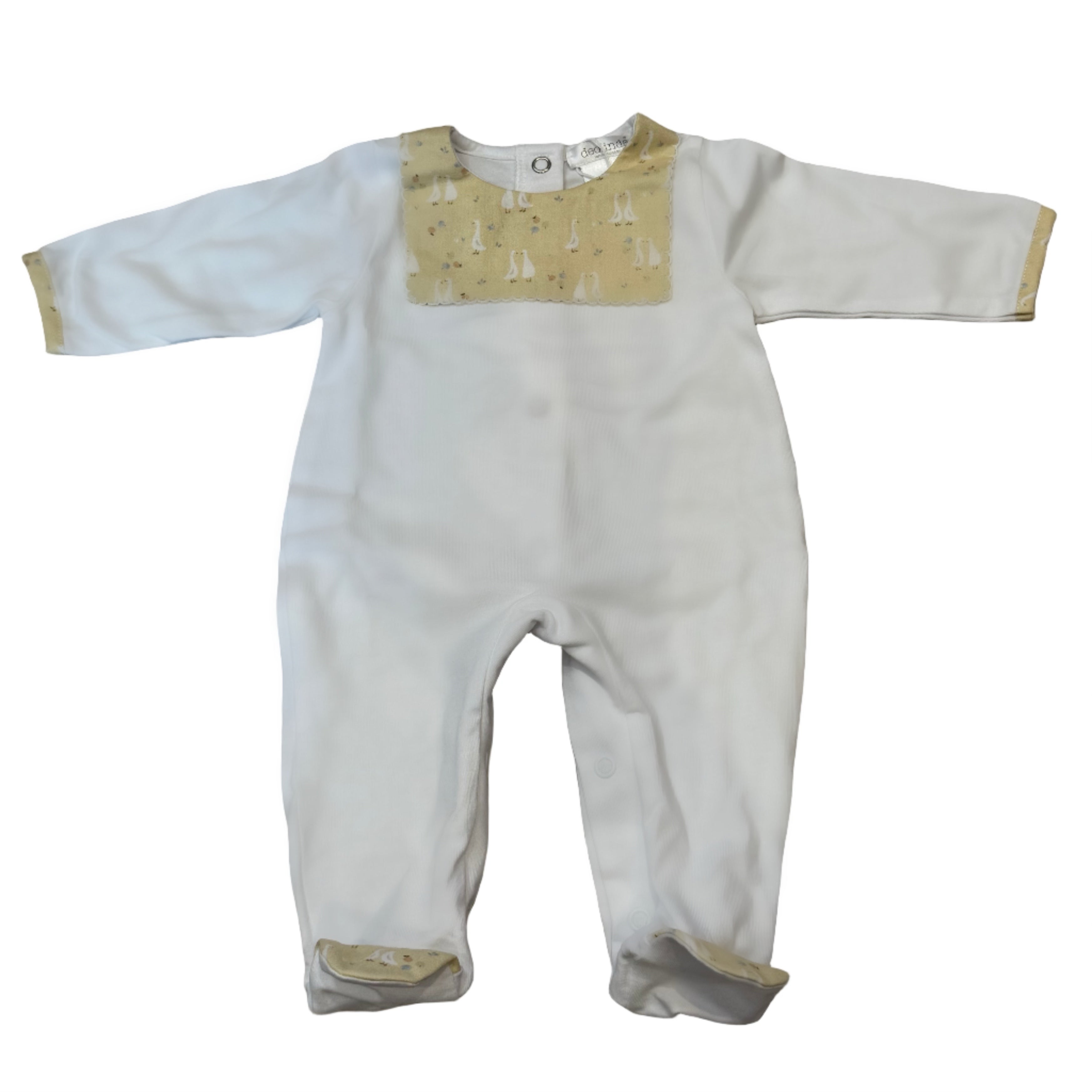 Deolinda Unisex White & Lemon Duck Baby Grow DBV23304
