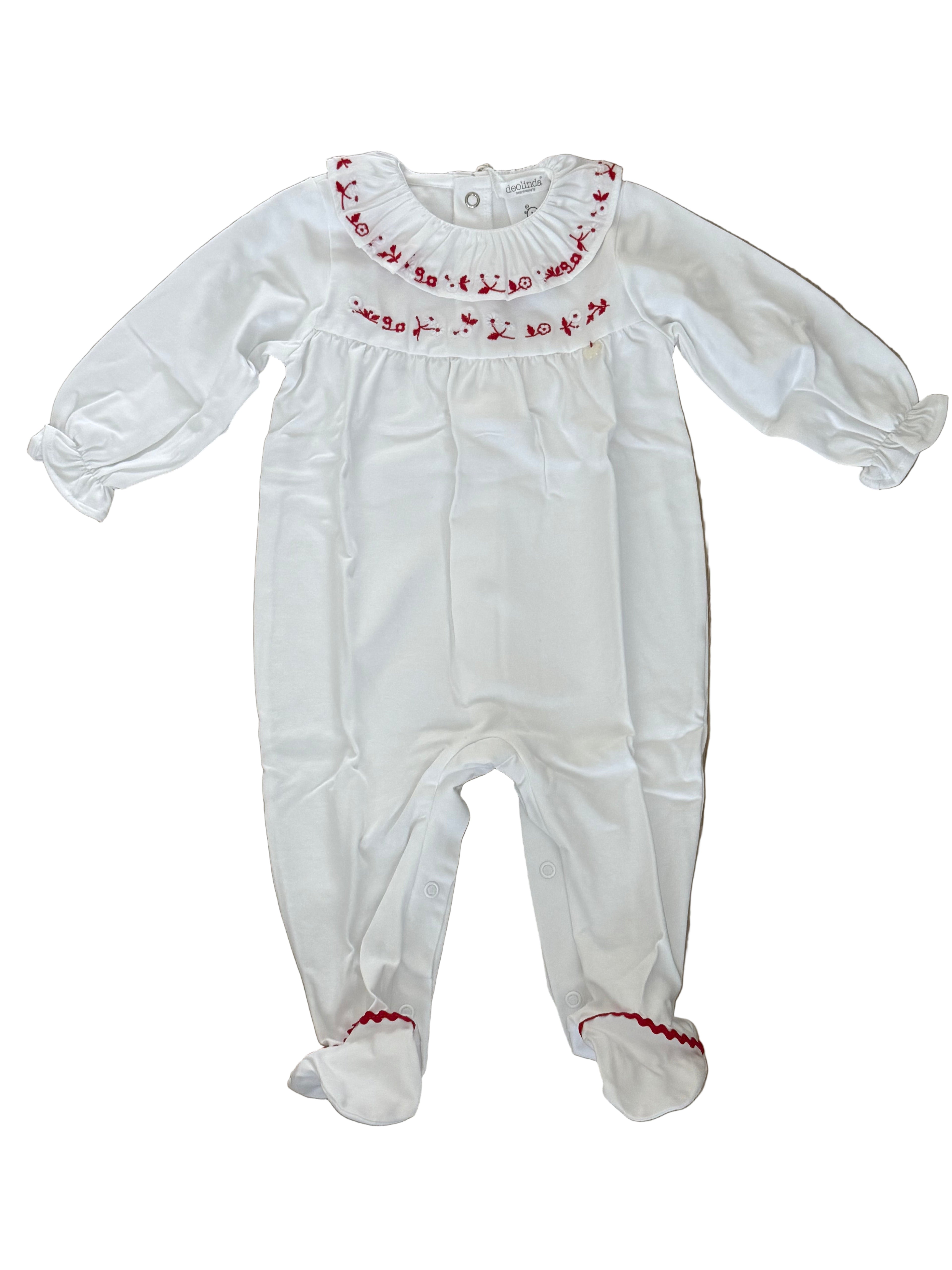 Deolinda Baby Girls White & Red Babygrow DBV24102