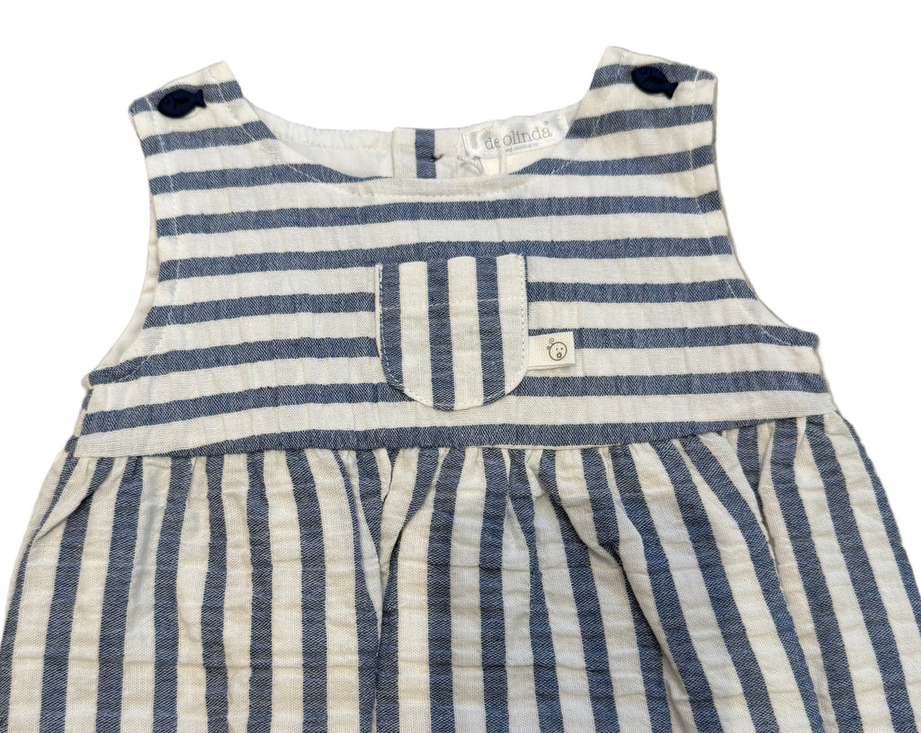 Deolinda Unisex Stripe White & Blue Romper DBV24523