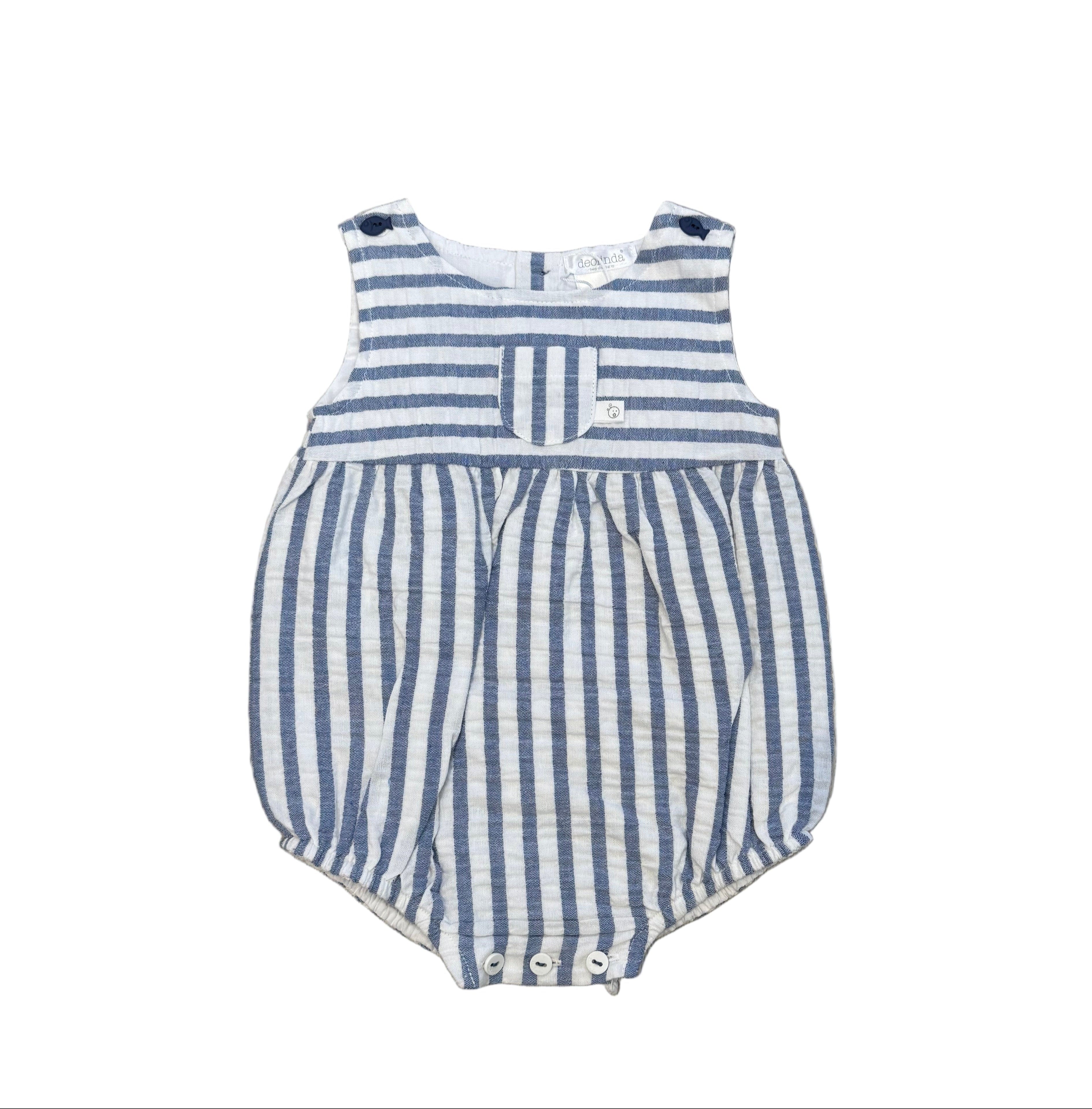 Deolinda Unisex Stripe White & Blue Romper DBV24523