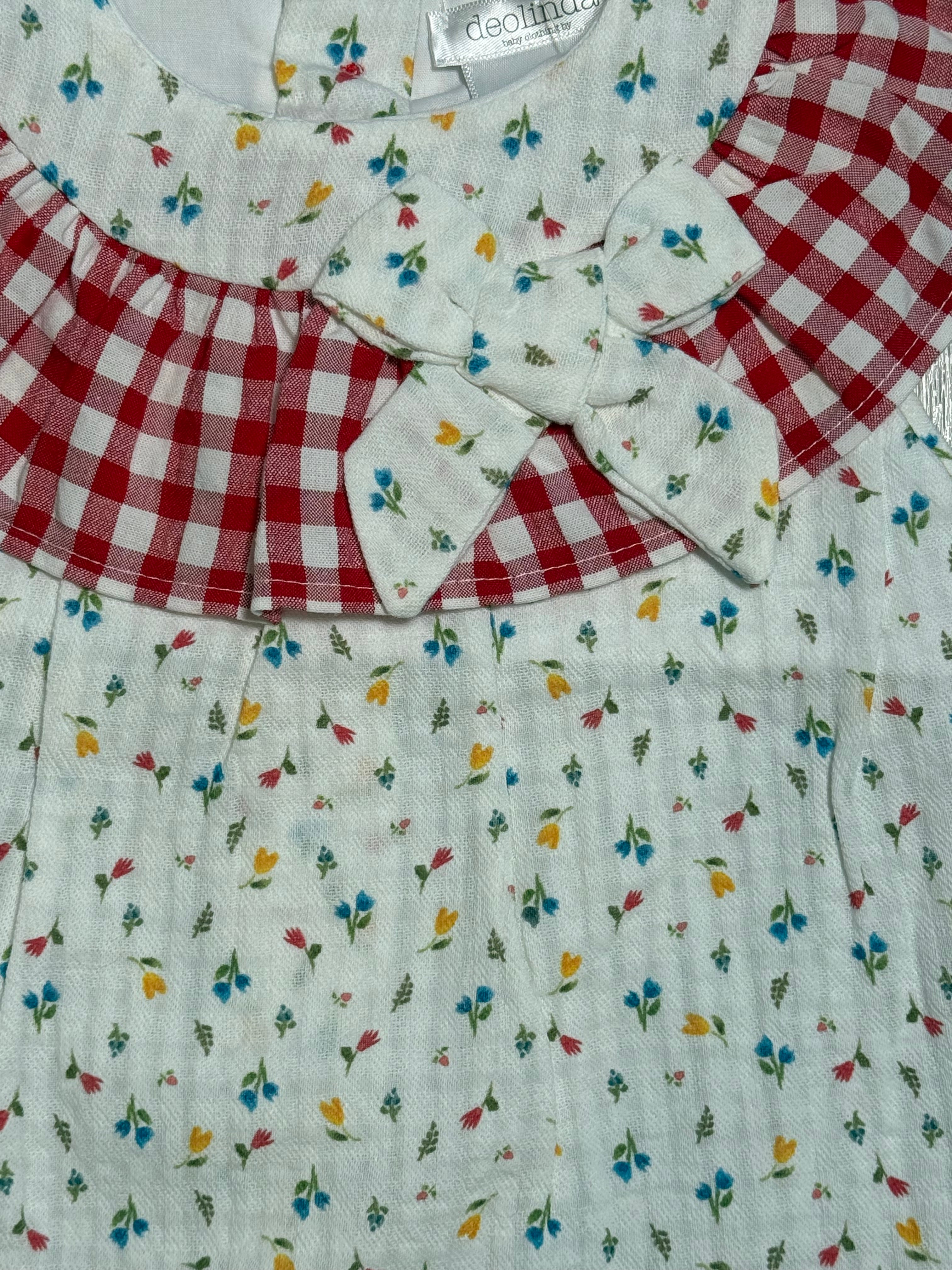 Deolinda Baby Girls Floral and Gingham Dress