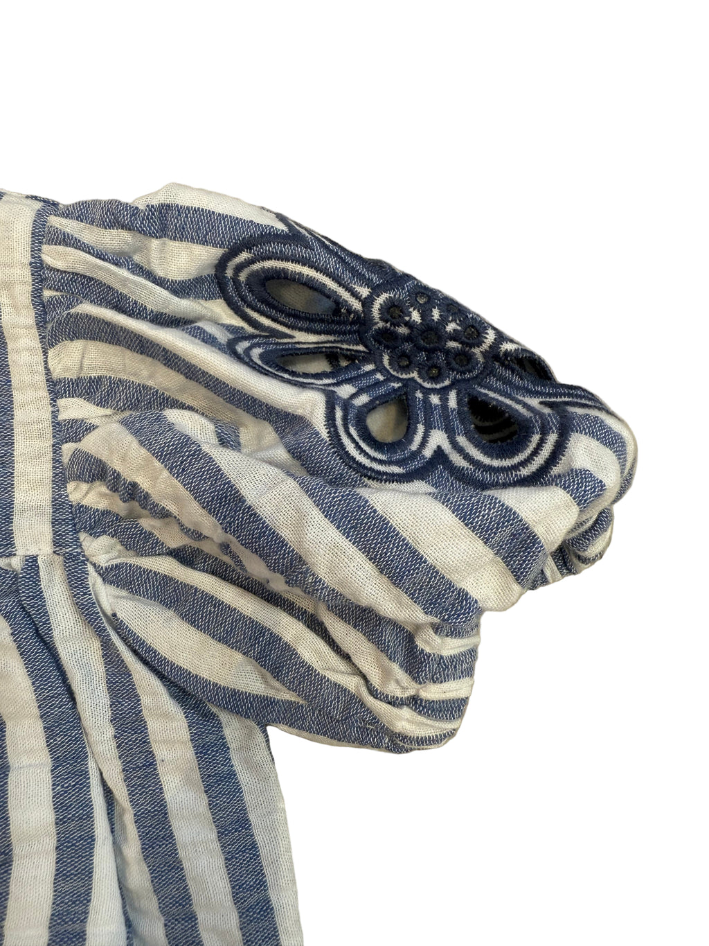 Deolinda Baby Girls White & Blue Stripe Romper DBV24522
