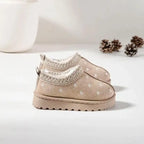 Girls Beige Daisy Embroidered Slip On Ankle Boots