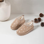 Girls Beige Daisy Embroidered Slip On Ankle Boots