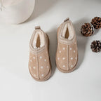 Girls Beige Daisy Embroidered Slip On Ankle Boots
